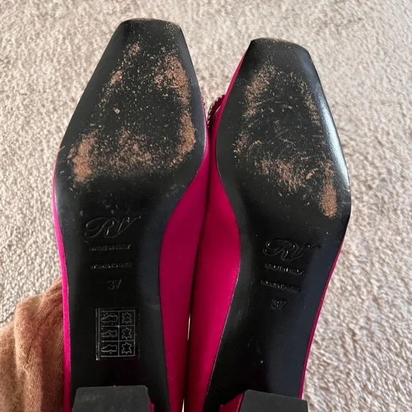 Roger Vivier Paris Satin Block Heel Pump Size 37 - Picture 5 of 5